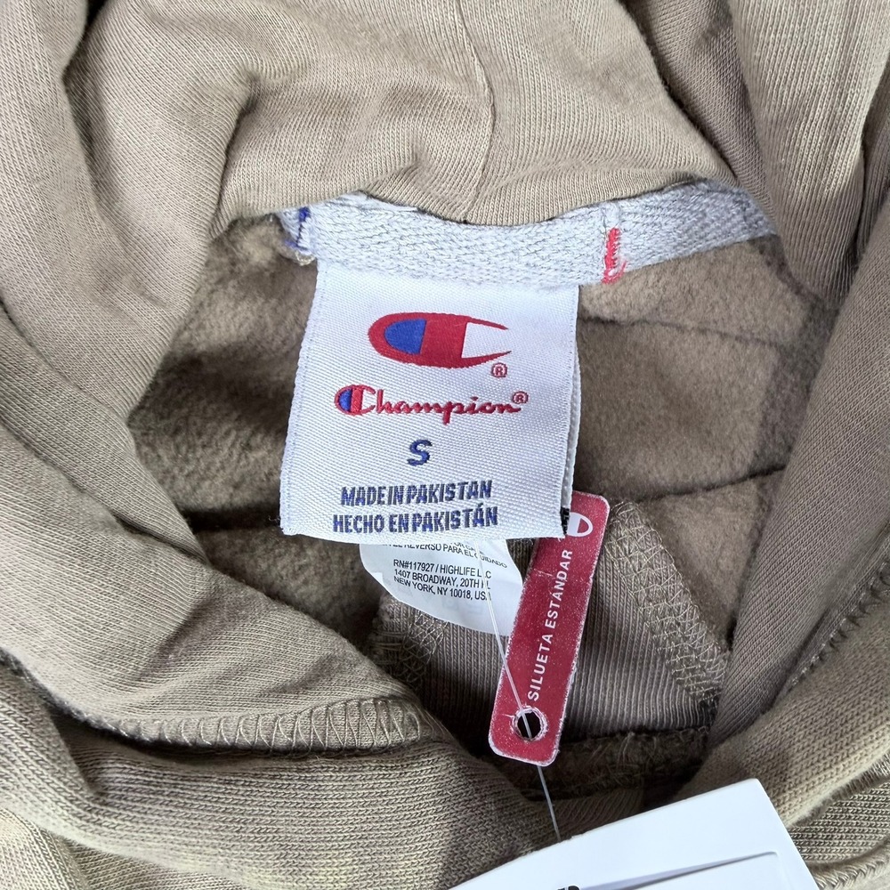 Champion Mens S Khaki Cotton Rewind Vintage Wash Pullover Hoodie CPM253FH03011 - Picture 4 of 10